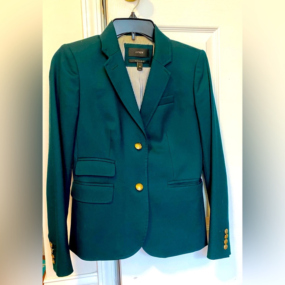 J Crew women’s size 00 forest green schoolboy blazer EUC